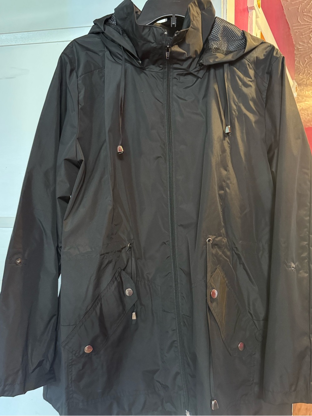 Women's Black Hooded Lightweight Jacket, never worn!